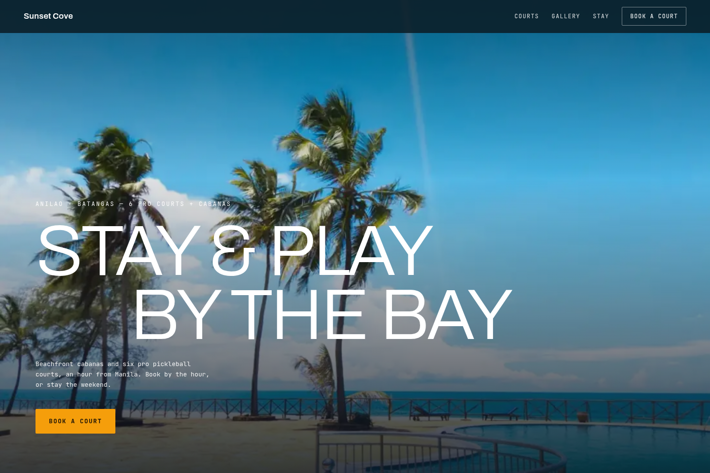 Sunset Cove sample resort and pickleball site